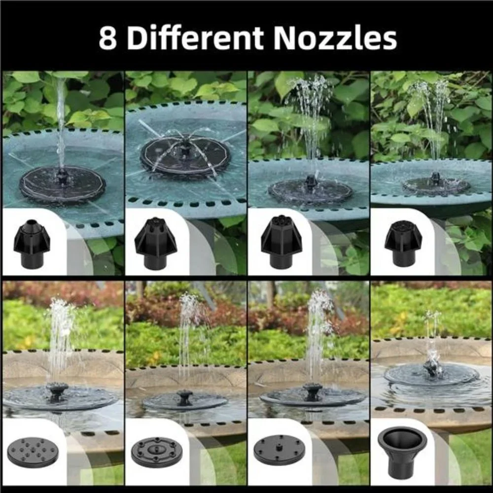 Solar Powered Fountain 4W BirdBath Fountains Pump Upgraded Glass Panel Fountains
